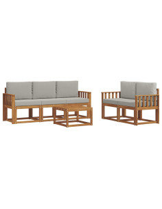 Set di divani da esterno 6 pcs Grigio Naturale e Chiaro 2