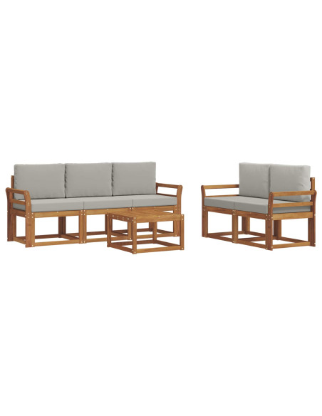 Set di divani da esterno 6 pcs Grigio Naturale e Chiaro
