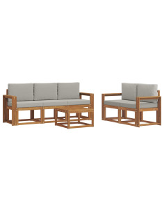 Set di divani da esterno 6 pcs Grigio Naturale e Chiaro 2