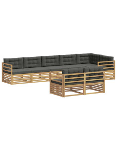 Set di divani da esterno 8 pcs Bianco e Antracite Poliestere 2