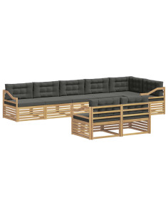 Set di divani da esterno 8 pcs Bianco e Antracite Poliestere 2