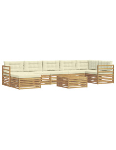 Set di divani da esterno 8 pcs Bianco e Crema Poliestere 2