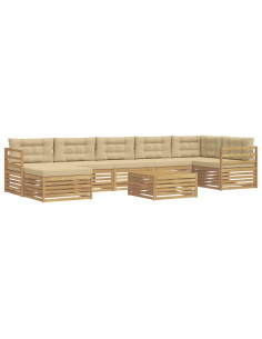 Set di divani da esterno 8 pcs Bianco e Beige Poliestere 2