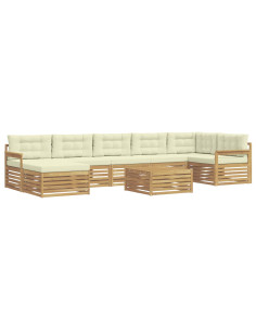 Set di divani da esterno con cuscino 8 pcs Bianco e Crema 2