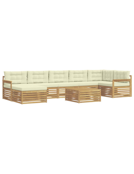 Set di divani da esterno con cuscino 8 pcs Bianco e Crema