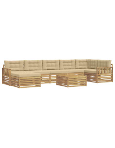 Set di divani da esterno con cuscino 8 pcs Bianco e Beige 2