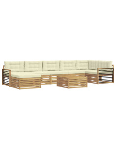 Set di divani da esterno con cuscino 8 pcs Bianco e Crema 2