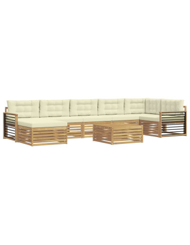 Set di divani da esterno con cuscino 8 pcs Bianco e Crema