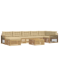 Set di divani da esterno con cuscino 8 pcs Bianco e Beige 2