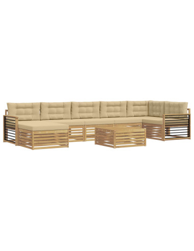 Set di divani da esterno con cuscino 8 pcs Bianco e Beige