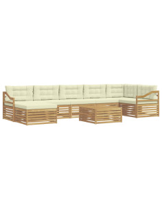 Set di divani da esterno 8 pcs Bianco e Crema Poliestere 2