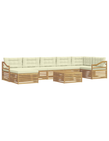 Set di divani da esterno 8 pcs Bianco e Crema Poliestere