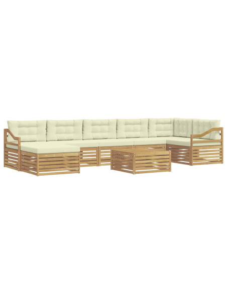 Set di divani da esterno 8 pcs Bianco e Crema Poliestere