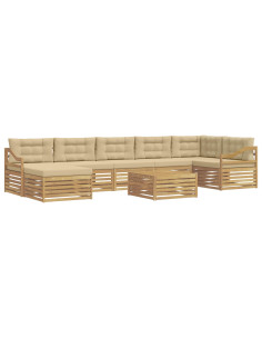 Set di divani da esterno con cuscino 8 pcs Bianco e Beige 2