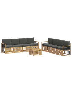 Set divani con cuscino 9 pcs Bianco e Antracite Poliestere 2
