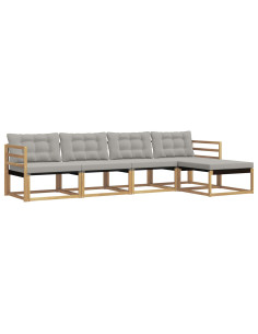 Set di divani da esterno 5 pcs Bianco e Grigio Chiaro 2