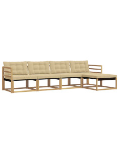 Set di divani da esterno con cuscino 5 pcs Bianco e Beige 2