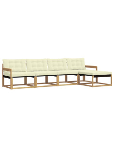 Set di divani da esterno con cuscino 5 pcs Bianco e Crema 2