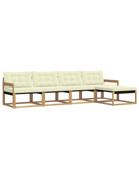 Set di divani da esterno con cuscino 5 pcs Bianco e Crema