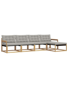 Set di divani da esterno 5 pcs Bianco e Grigio Chiaro 2