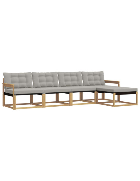Set di divani da esterno 5 pcs Bianco e Grigio Chiaro