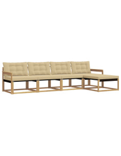 Set di divani da esterno con cuscino 5 pcs Bianco e Beige 2
