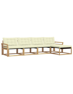 Set di divani da esterno con cuscino 5 pcs Bianco e Crema 2