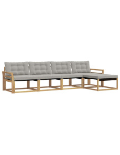 Set di divani da esterno 5 pcs Bianco e Grigio Chiaro 2