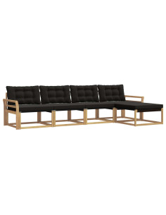 Set di divani da esterno con cuscino 5 pcs Bianco e Nero 2