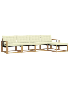 Set di divani da esterno con cuscino 5 pcs Bianco e Crema 2