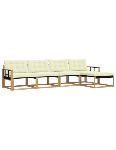 Set di divani da esterno con cuscino 5 pcs Bianco e Crema