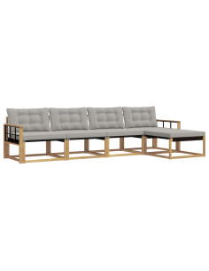 Set di divani da esterno 5 pcs Bianco e Grigio Chiaro 2