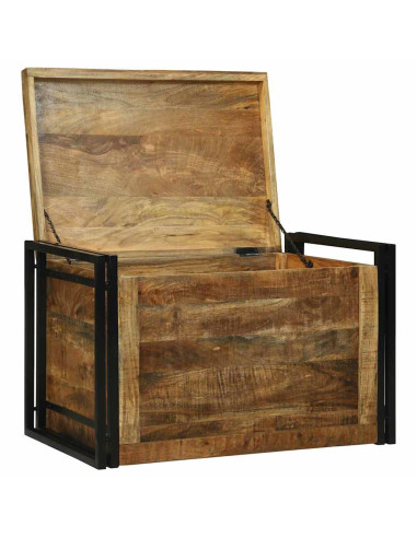 Scatola di Stoccaggio 80 x 50 x 50 cm Legno di Mango Grezzo