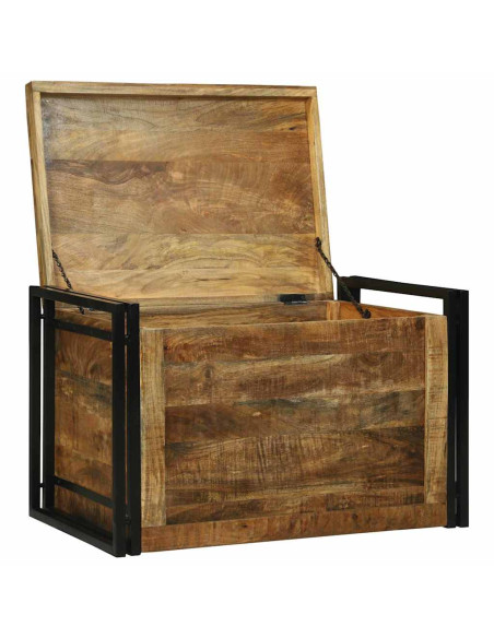 Scatola di Stoccaggio 80 x 50 x 50 cm Legno di Mango Grezzo