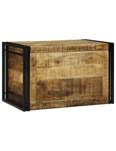 Scatola di Stoccaggio 80 x 50 x 50 cm Legno di Mango Grezzo