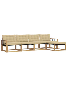 Set di divani da esterno con cuscino 5 pcs Bianco e Beige 2