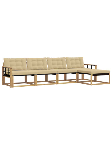 Set di divani da esterno con cuscino 5 pcs Bianco e Beige
