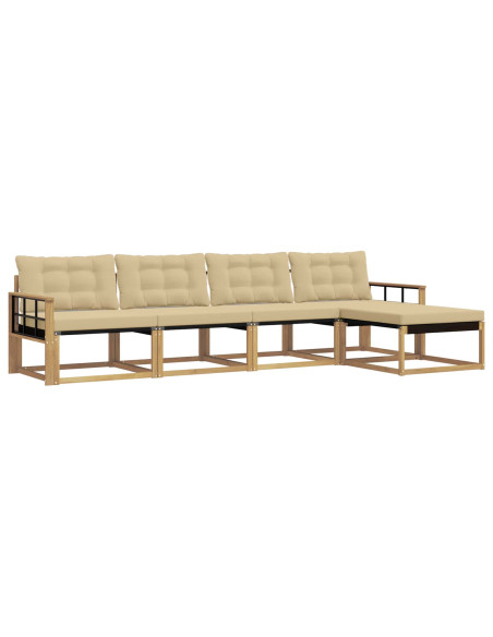Set di divani da esterno con cuscino 5 pcs Bianco e Beige