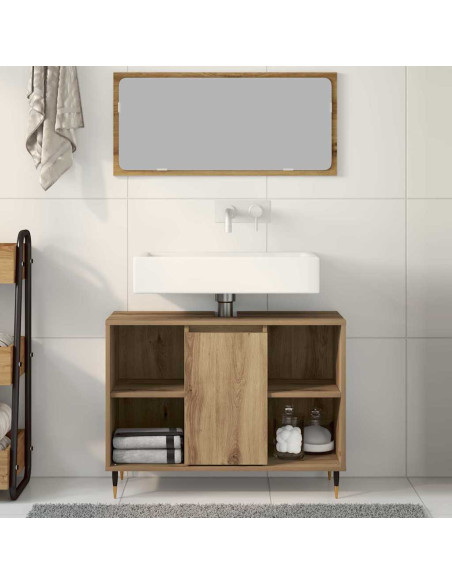 Mobile da Bagno con porta Rovere artigianale 80 x 33 x 60 cm