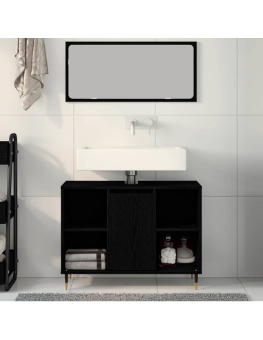 Mobile da Bagno Nero 80 x 33 x 60 cm Legno multistrato