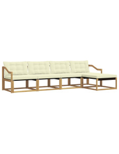 Set di divani da esterno con cuscino 5 pcs Bianco e Crema 2