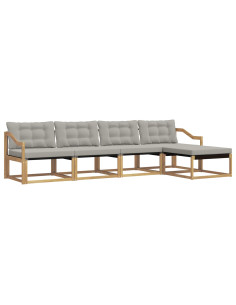 Set di divani da esterno 5 pcs Bianco e Grigio Chiaro 2