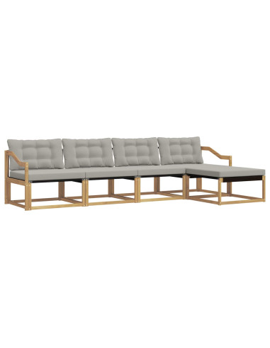Set di divani da esterno 5 pcs Bianco e Grigio Chiaro