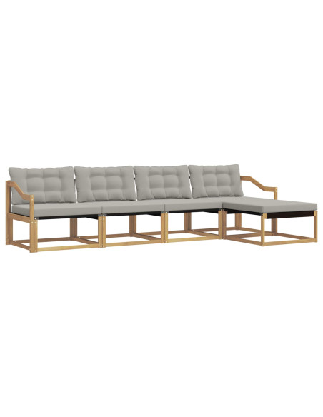 Set di divani da esterno 5 pcs Bianco e Grigio Chiaro