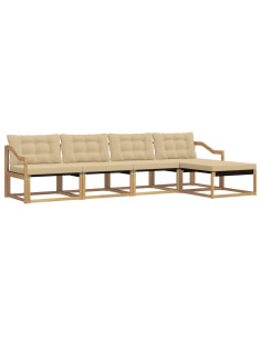 Set di divani da esterno con cuscino 5 pcs Bianco e Beige 2