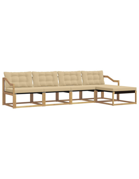 Set di divani da esterno con cuscino 5 pcs Bianco e Beige
