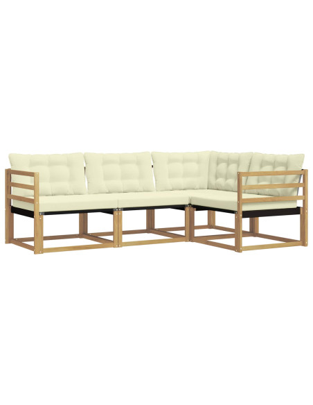 Set di divani da esterno con cuscino 4 pcs Bianco e Crema