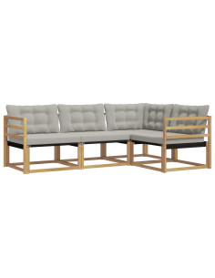 Set di divani da esterno 4 pcs Bianco e Grigio Chiaro 2