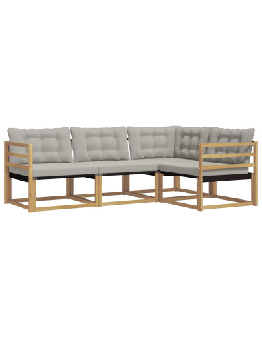 Set di divani da esterno 4 pcs Bianco e Grigio Chiaro
