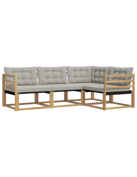 Set di divani da esterno 4 pcs Bianco e Grigio Chiaro